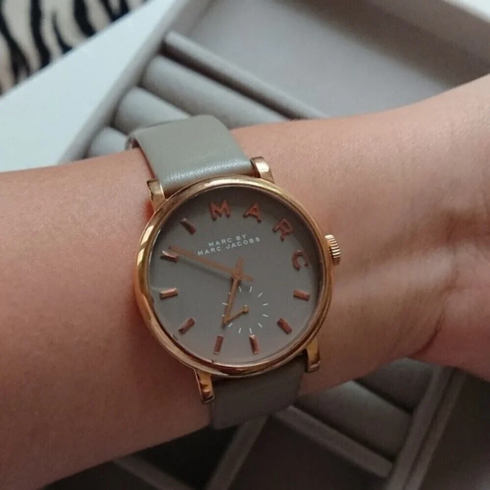 Marc by Marc Jacobs baker rose grey leather watch